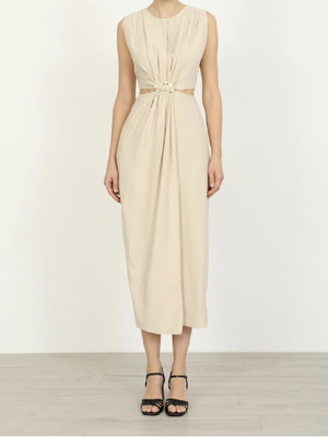 Zara dress with golden buckle like new, beige, size M
