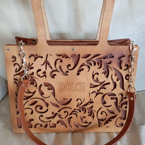 Dolce bag new with wooden front, brown