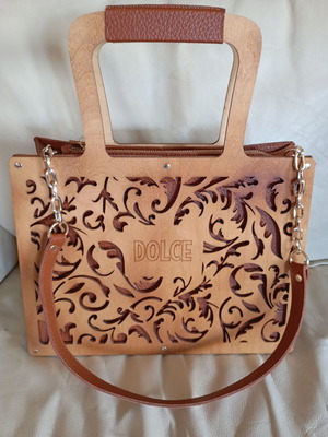 Dolce bag new with wooden front, brown