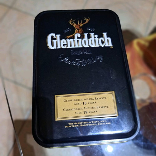 Glenfiddich 2 collectible miniatures 15 and 18 years in metal box new