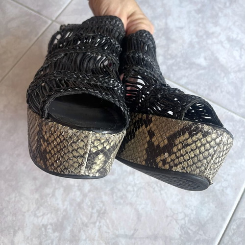 Pons Quintana leather platform sandals, animal print, size 38