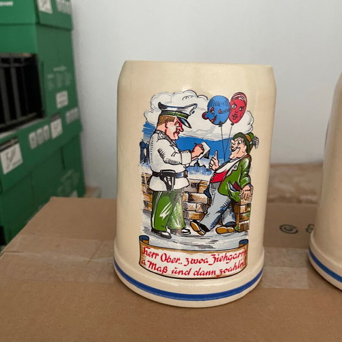 German ceramic beer mugs collection new, set of 3 pieces
