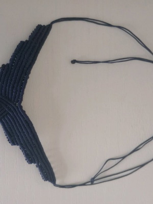 Macrame necklace dark blue handmade