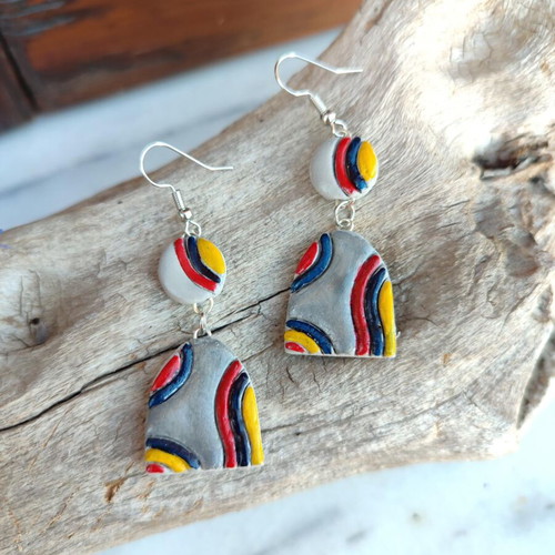 Clay cement earrings new with stainless steel clasp