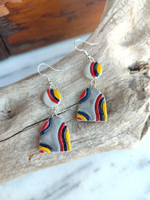 Clay cement earrings new with stainless steel clasp
