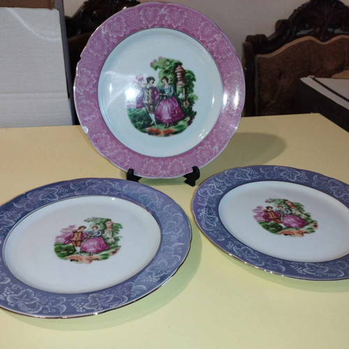 Decorative porcelain plates used from Japan with small chip