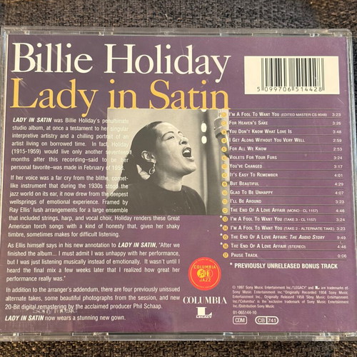 Lady in Satin CD near mint jazz masterpiece by Billie Holiday