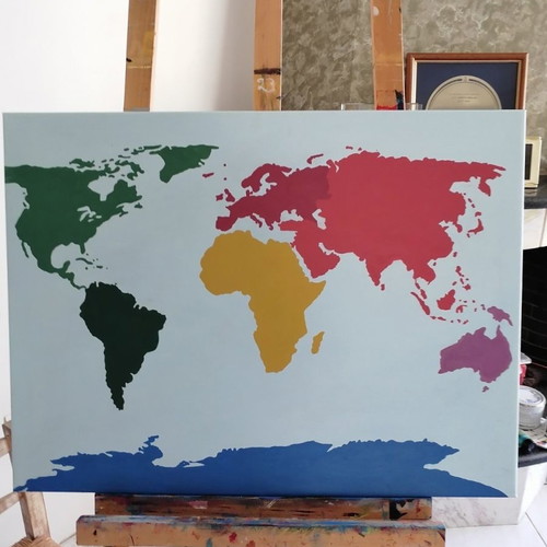 Handmade world map painting
