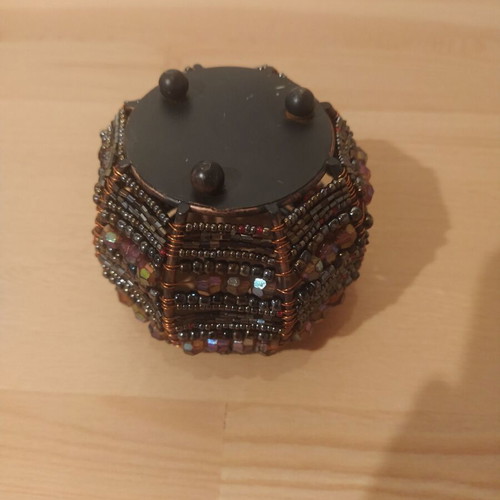 Candle Holder for Tealight with Metal Frame and Purple Beads like new