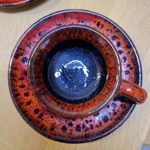 Ceramic vintage tea and coffee set with lava glaze