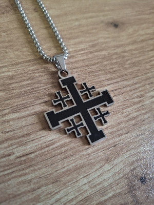 Jerusalem cross stainless steel necklace new