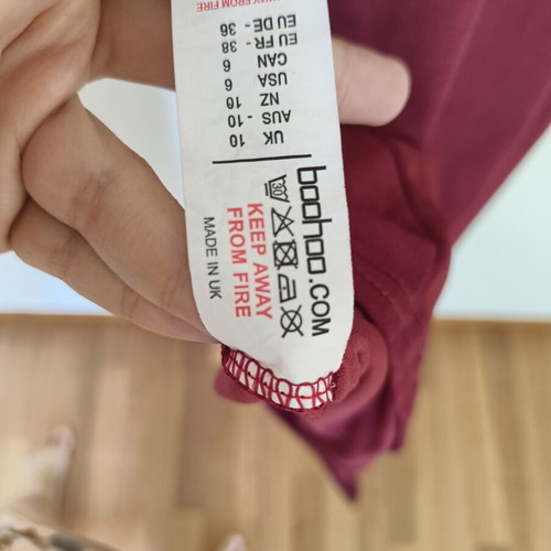 Boohoo midi bodycon dress size EU 36 new, burgundy