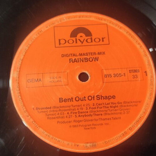 Bent Out Of Shape vinyl record used with scratches