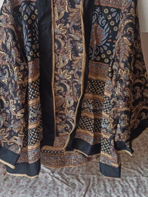 Kimono-Cardigan bubul σαν καινούργιο, ethnic chic με καφέ και χρυσαφί