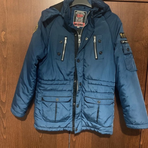 Boys' winter jacket used, blue, 12 years old