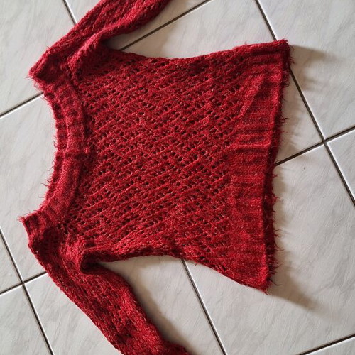 Vintage Red Burgundy Knitted Blouse Miss Denim new, size S/M