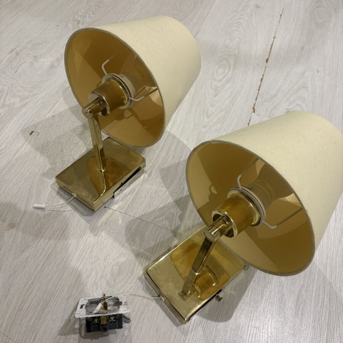 Wall lights used with lampshades, lampshades have wear