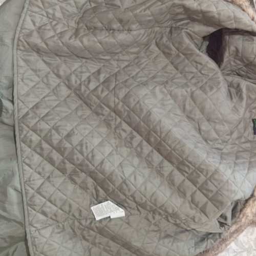 Benetton women's parka jacket like new, khaki with hood and lining