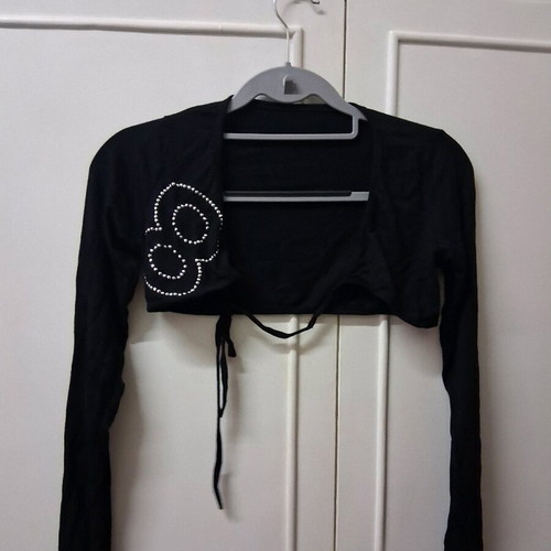 Y2k jacket new, black with rhinestones, size S