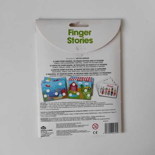 Finger Stories interactive finger storyboards with tattoos and stickers