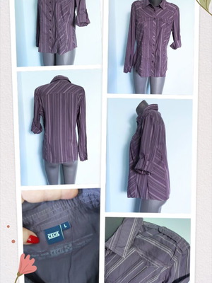 Πουκάμισο Cecil two-tone patchwork, μωβ λιλά, βαμβάκι, L-XL