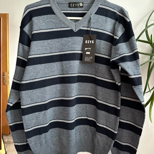 Men's striped long-sleeve shirt new, sizes L and XL, black-gray
