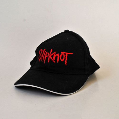 Vintage Slipknot Black Baseball Cap with Red Embroidered Logo Y2K Style