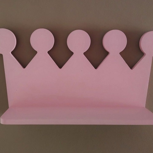 Wooden children's princess crown shelf new, pink