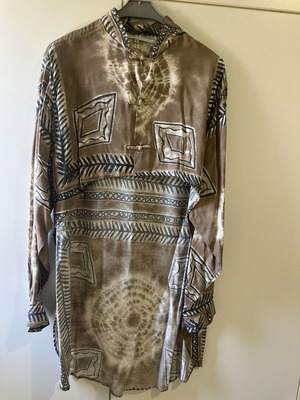 Veloudakis & Kyriakides Asymmetric Boho Shirt like new, beige and brown