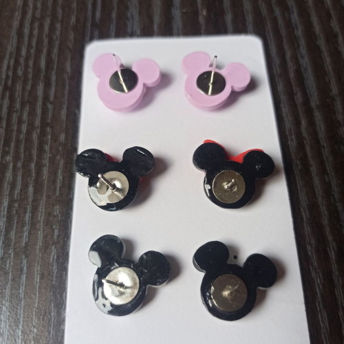 Minnie Mouse earrings new, set of 3 pairs polymer clay