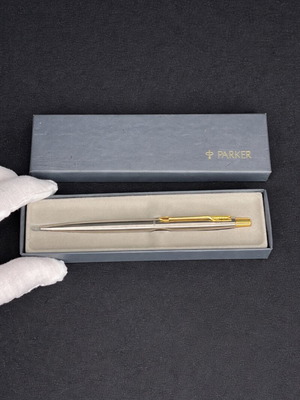 Parker ballpoint pen brushed stainless steel and gold new, Made In USA