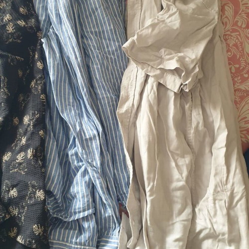 Winter dress shirts used, sizes Medium and Small, blue and white