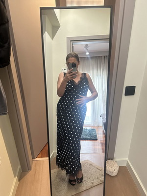 Mango lace dress size L used, black and white polka dot