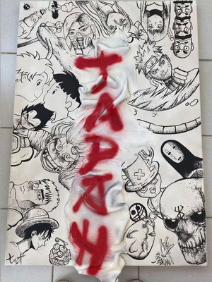 Limited Masterpiece Amine Mix Black and White Original Handmade Painting