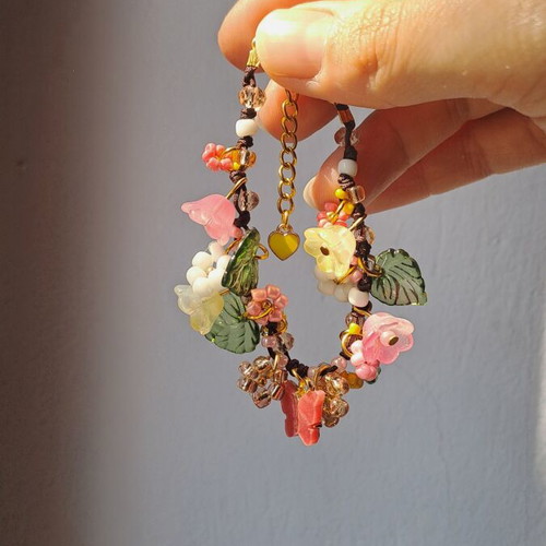 Women's bracelet handmade, new, pink and gold