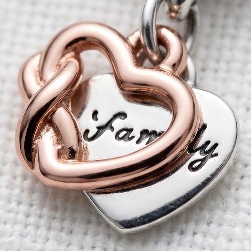 Pandora Family Hearts S925 Safety Chain with Rose Gold Plating