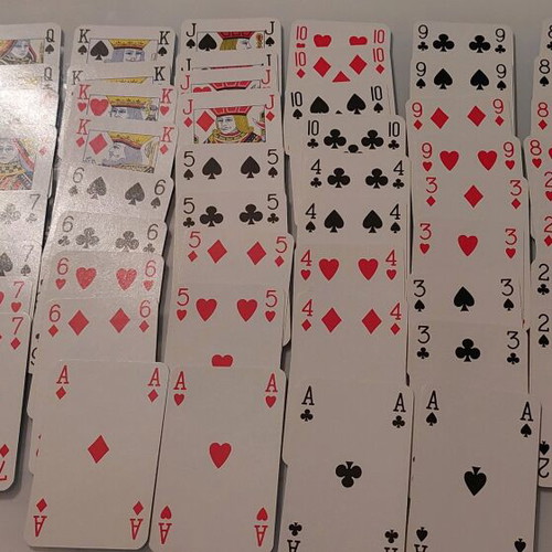 Playing cards used, pack of 4