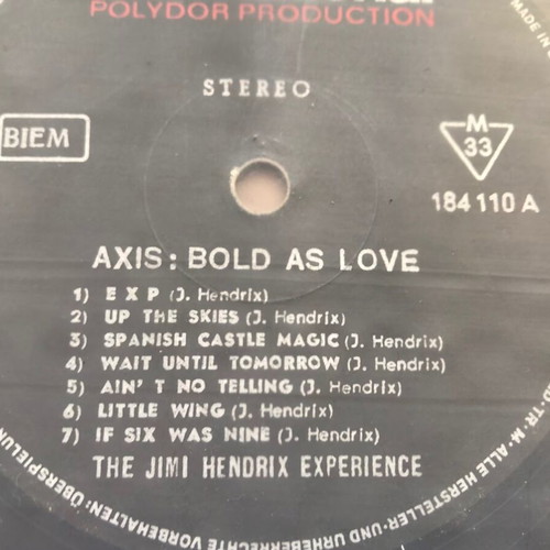 Jimi Hendrix Axis: Bold as Love vinyl used, first Greek press, rare