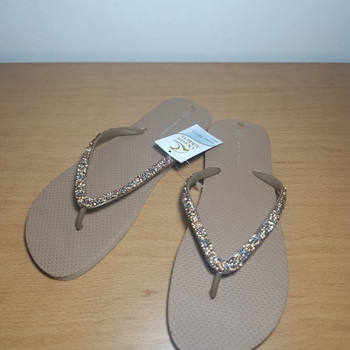 Infinity Cross flip flops with rhinestones, size 41/42