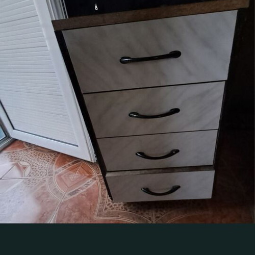 Wooden cabinet on wheels with 4 drawers