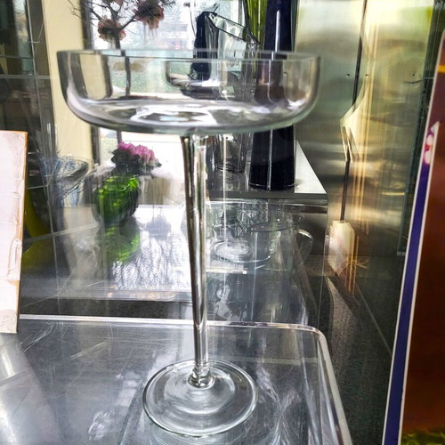 Glass column candlesticks set of 4 like new, 30cm height