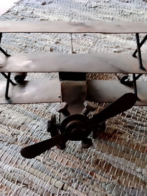 Decorative metal biplane airplane like new
