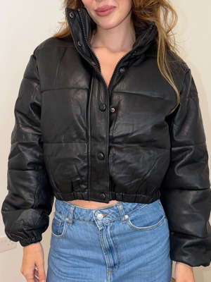 Zara Cropped Leather Jacket like new, size S, black