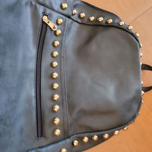 Black faux leather backpack like new with gold studs