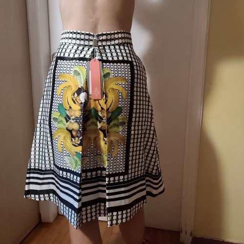 Tropicana Midi Skirt Axel new, satin, size XS-S, art deco print