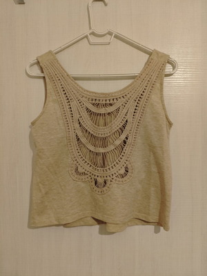 Blouse with knitted back like new, beige, sizes XS and S