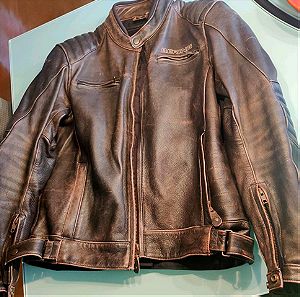 Bering Carter Leather motorcycle Jacket Vintage Dark Brown Large 52