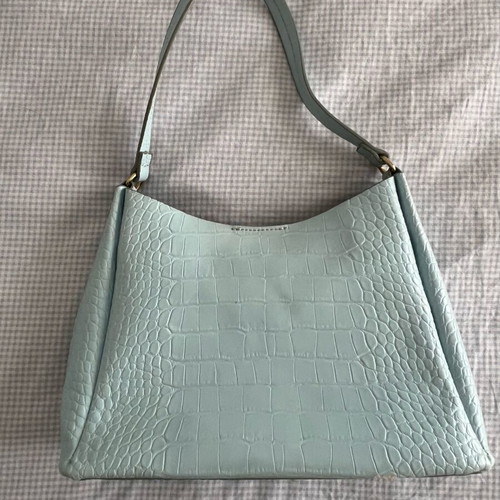 Mango shoulder bag used, light blue with inner pocket