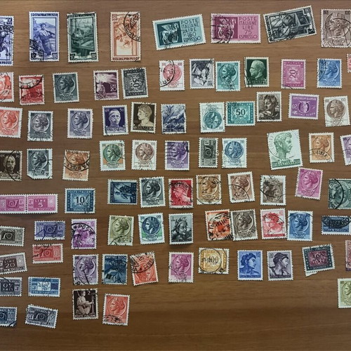 Vintage Italian Stamp Collection used, 90+ stamps
