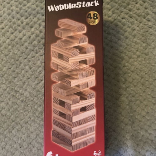 WobbleStack board game with wooden blocks like new